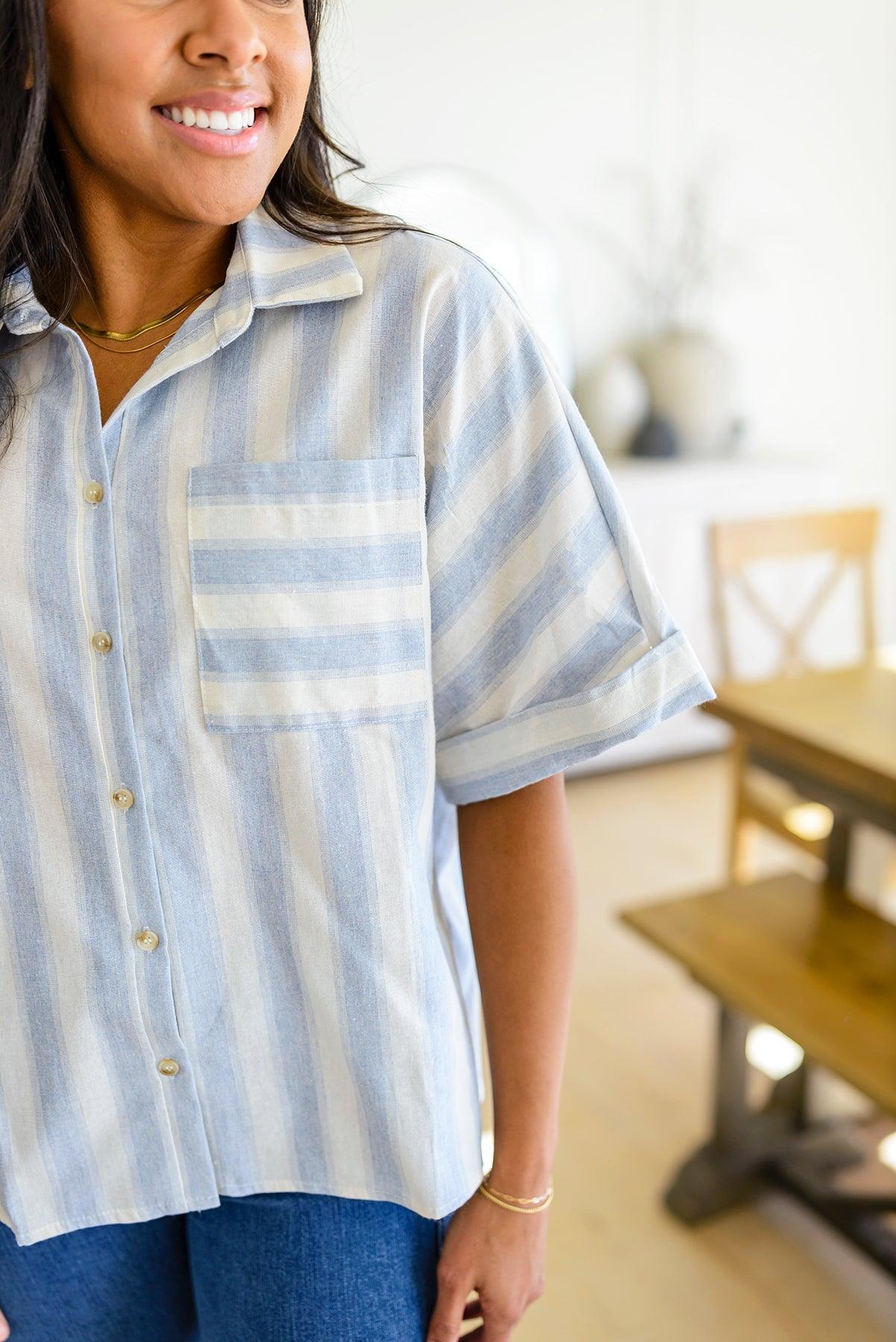 Tailored to Relax Striped Button Down - Waverly Paige Boutique