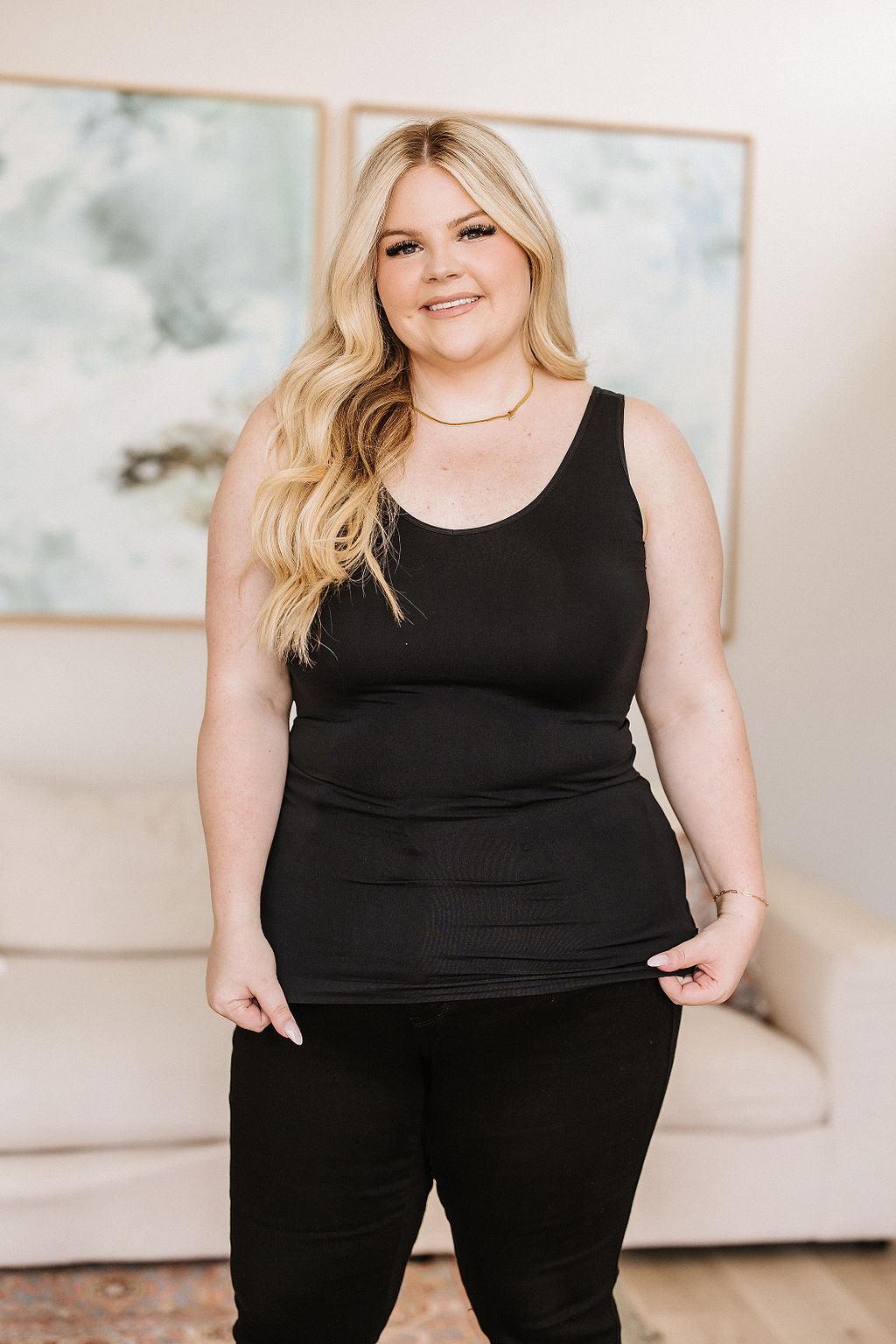 The Basics Reversible Longline Tank in Black - Waverly Paige Boutique