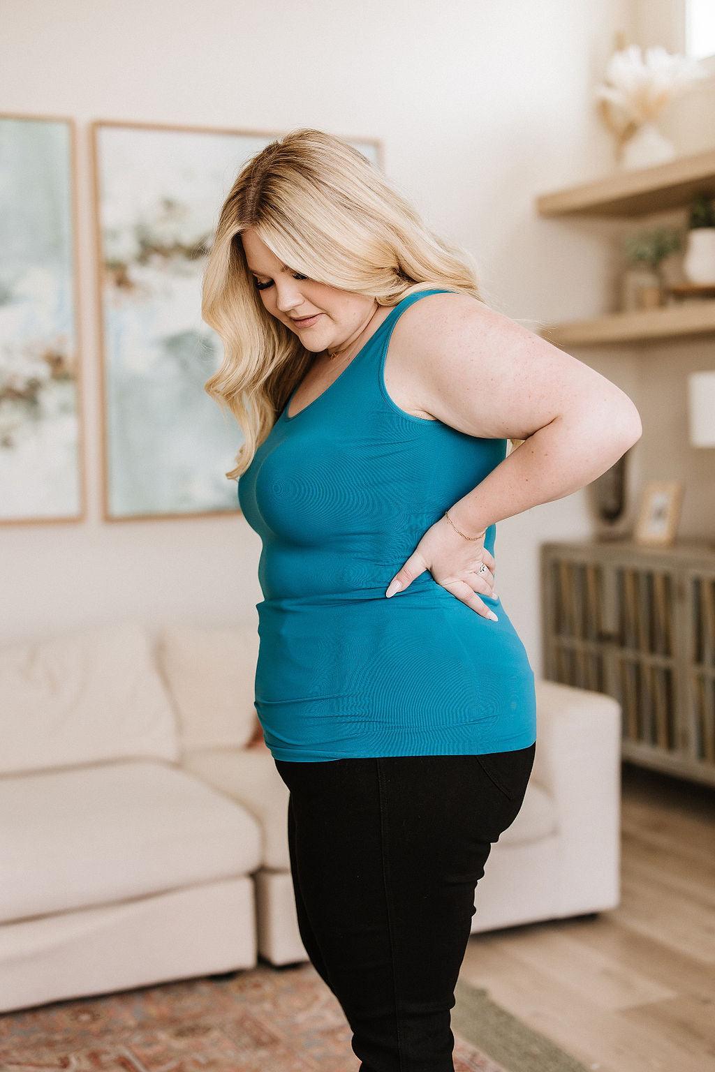 The Basics Reversible Longline Tank in Dark Teal - Waverly Paige Boutique