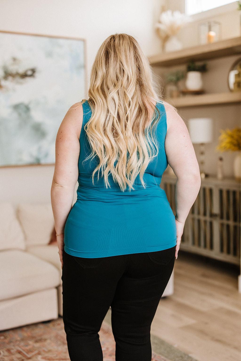The Basics Reversible Longline Tank in Dark Teal - Waverly Paige Boutique