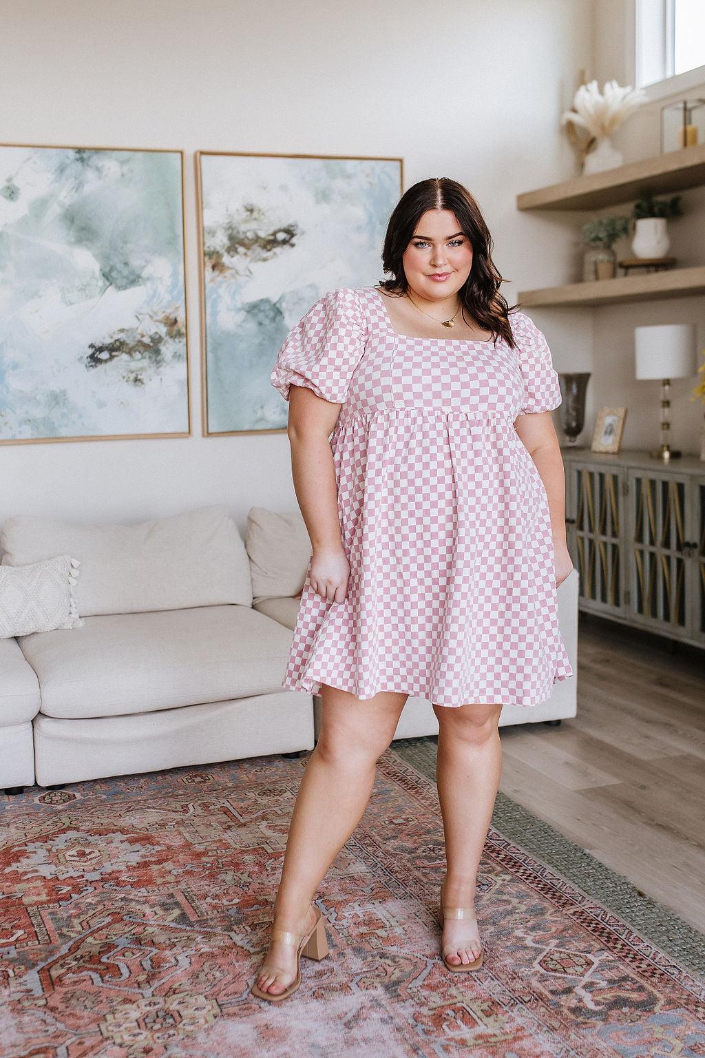 The Moment Checkered Babydoll Dress - Waverly Paige Boutique