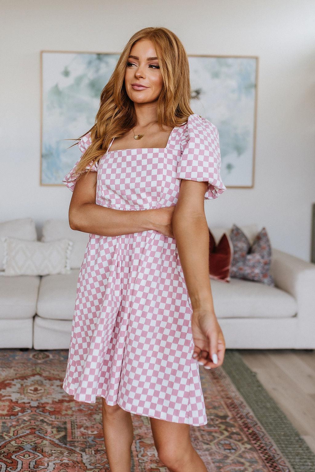 The Moment Checkered Babydoll Dress - Waverly Paige Boutique