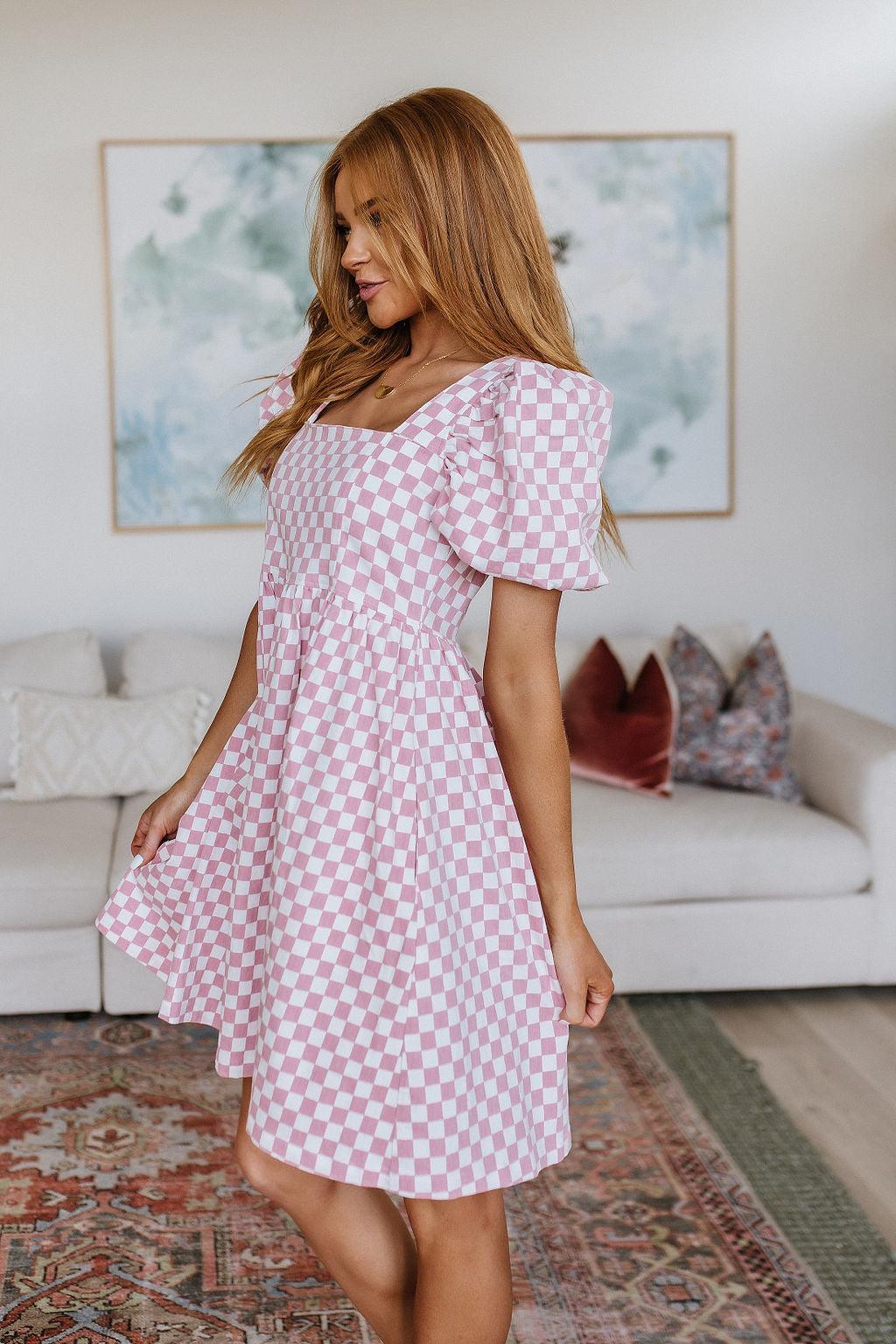 The Moment Checkered Babydoll Dress - Waverly Paige Boutique