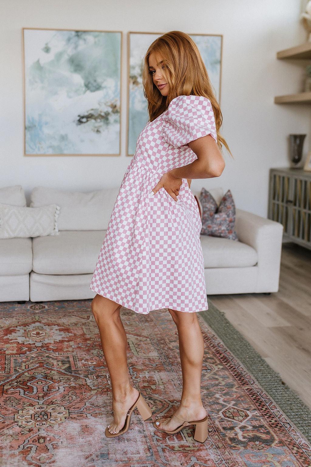 The Moment Checkered Babydoll Dress - Waverly Paige Boutique