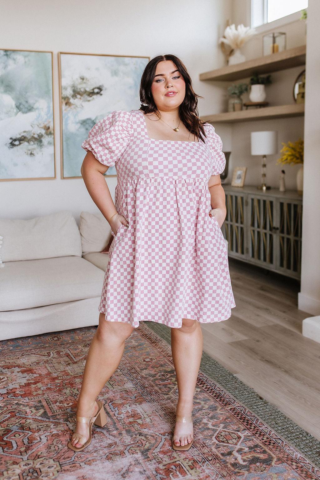 The Moment Checkered Babydoll Dress - Waverly Paige Boutique