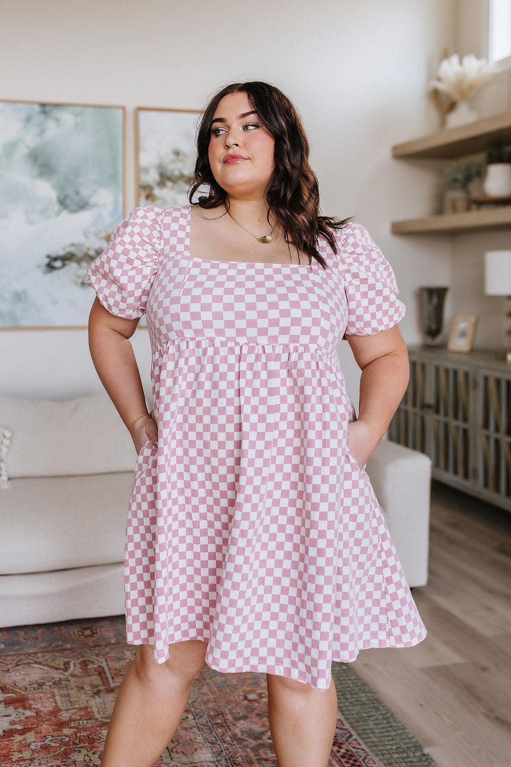 The Moment Checkered Babydoll Dress - Waverly Paige Boutique