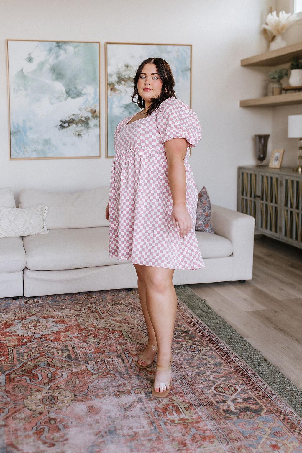 The Moment Checkered Babydoll Dress - Waverly Paige Boutique