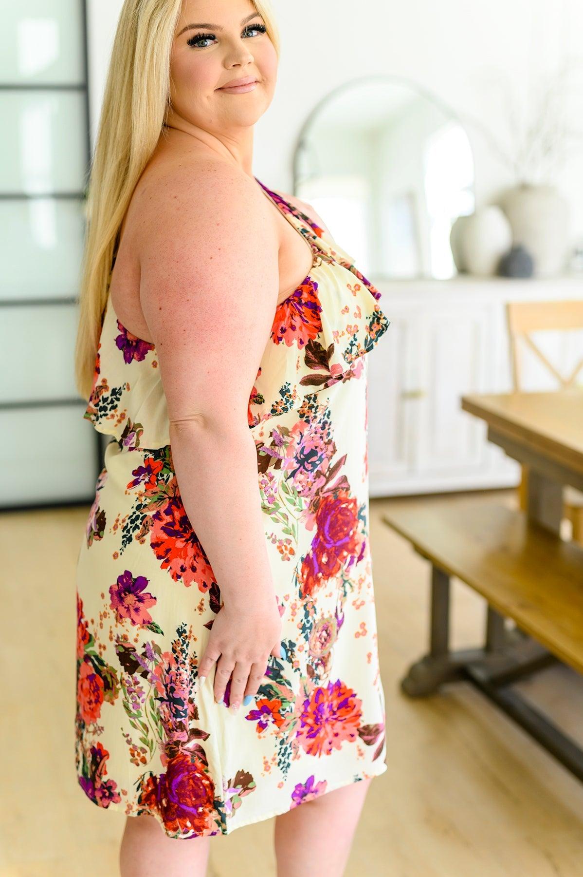 Total Wonder One Shoulder Floral Dress - Waverly Paige Boutique