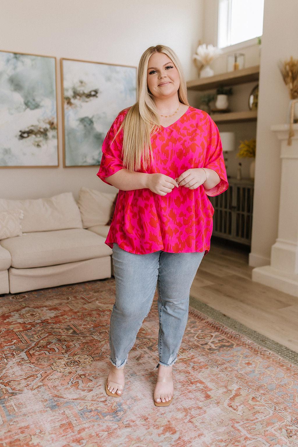 Unforgettable V-Neck Animal Print Blouse - Waverly Paige Boutique