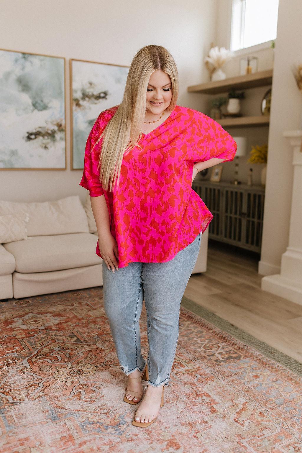 Unforgettable V-Neck Animal Print Blouse - Waverly Paige Boutique