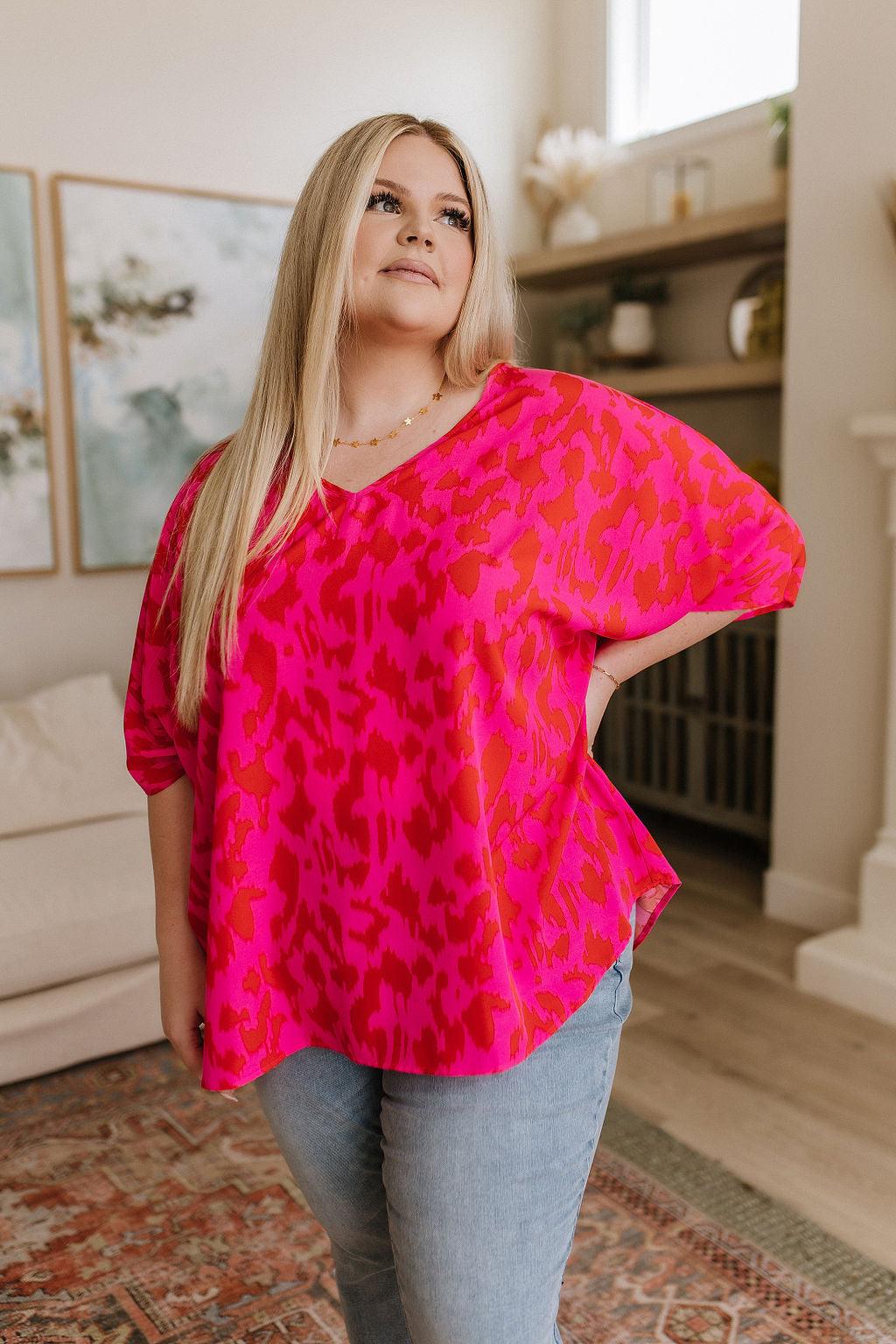 Unforgettable V-Neck Animal Print Blouse - Waverly Paige Boutique