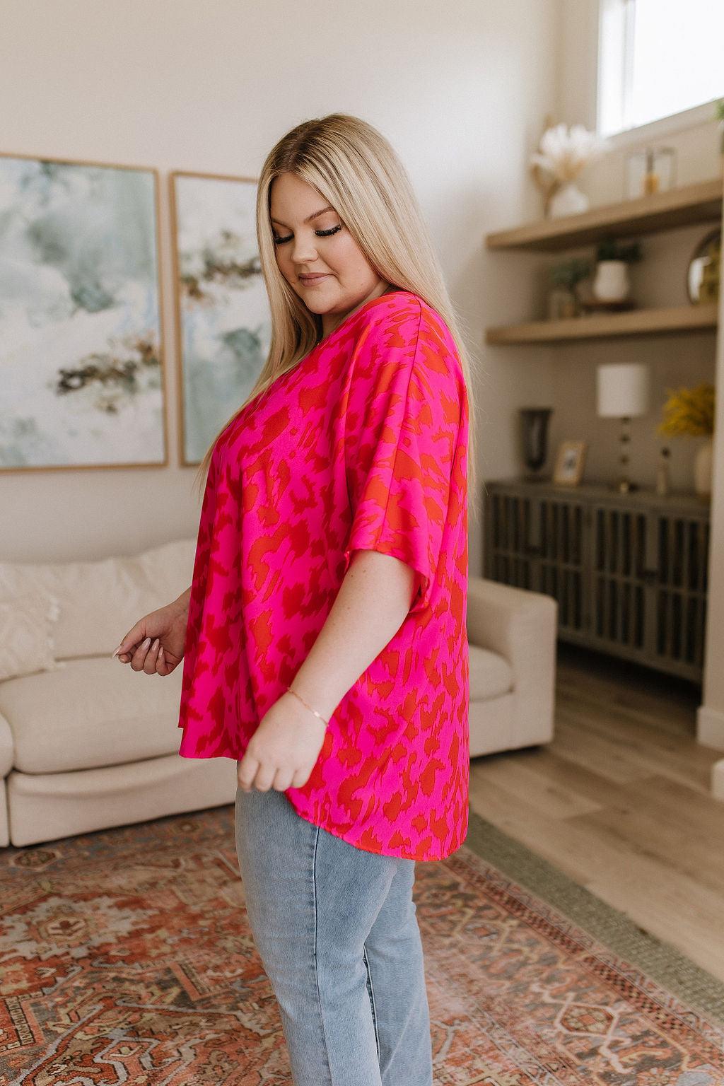 Unforgettable V-Neck Animal Print Blouse - Waverly Paige Boutique