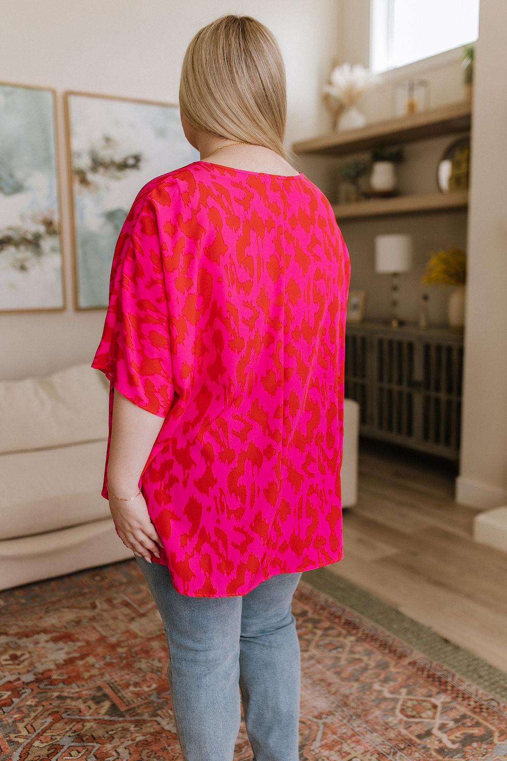 Unforgettable V-Neck Animal Print Blouse - Waverly Paige Boutique