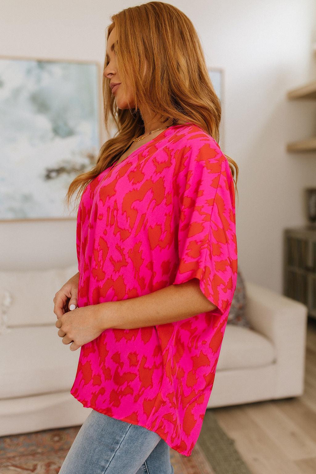 Unforgettable V-Neck Animal Print Blouse - Waverly Paige Boutique