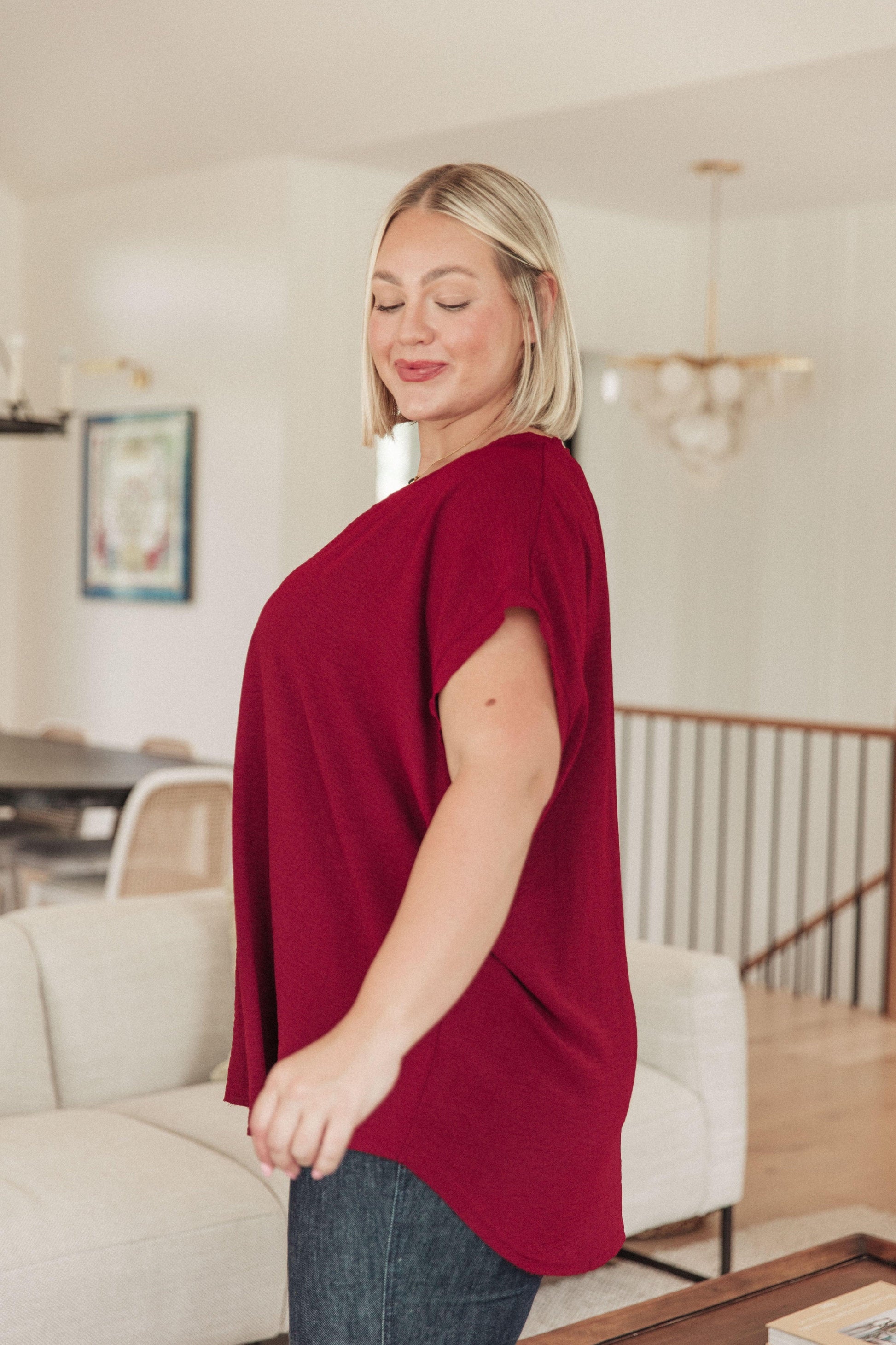 Very Much Needed V-Neck Top in Wine - Waverly Paige Boutique