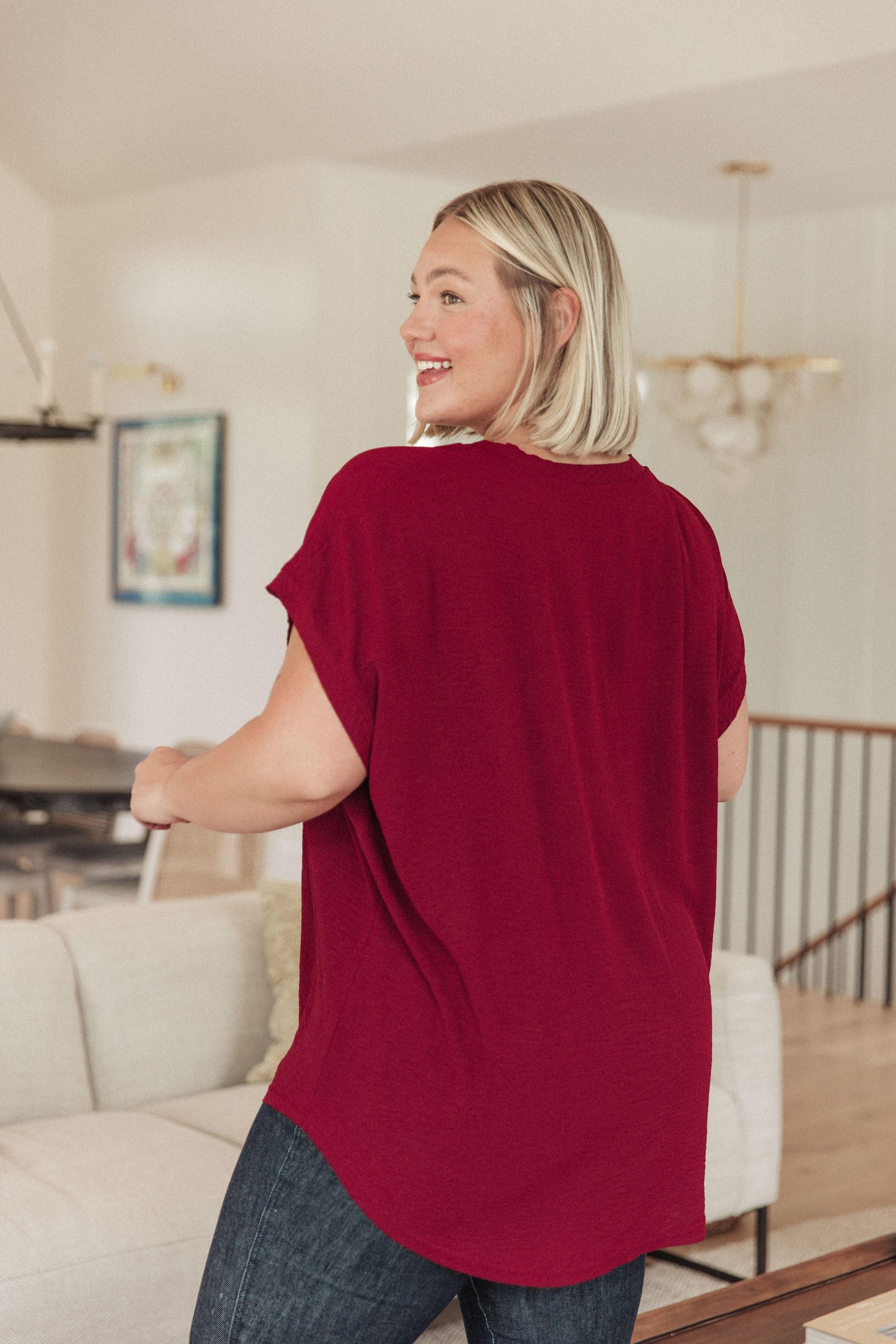 Very Much Needed V-Neck Top in Wine - Waverly Paige Boutique