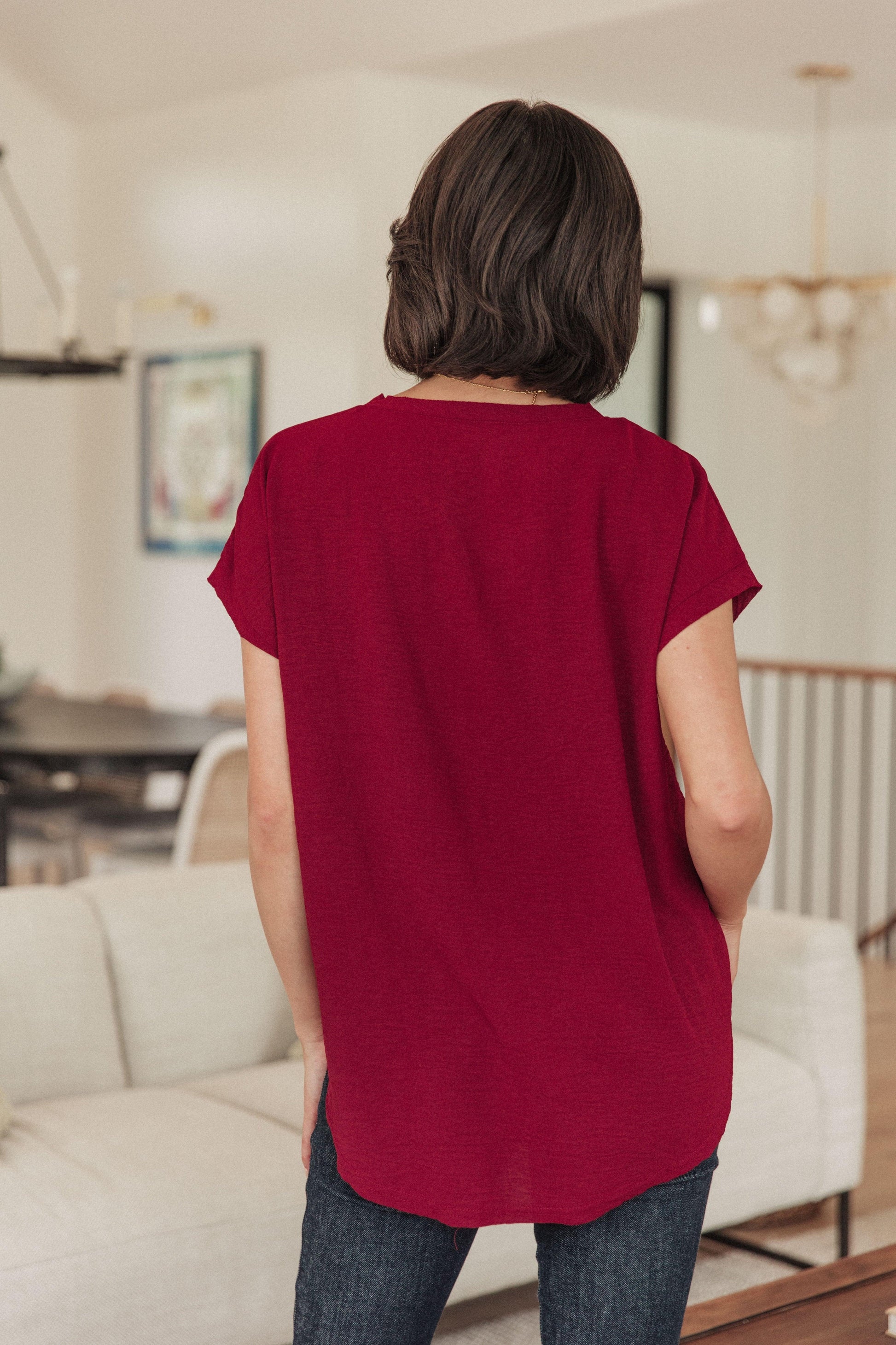 Very Much Needed V-Neck Top in Wine - Waverly Paige Boutique