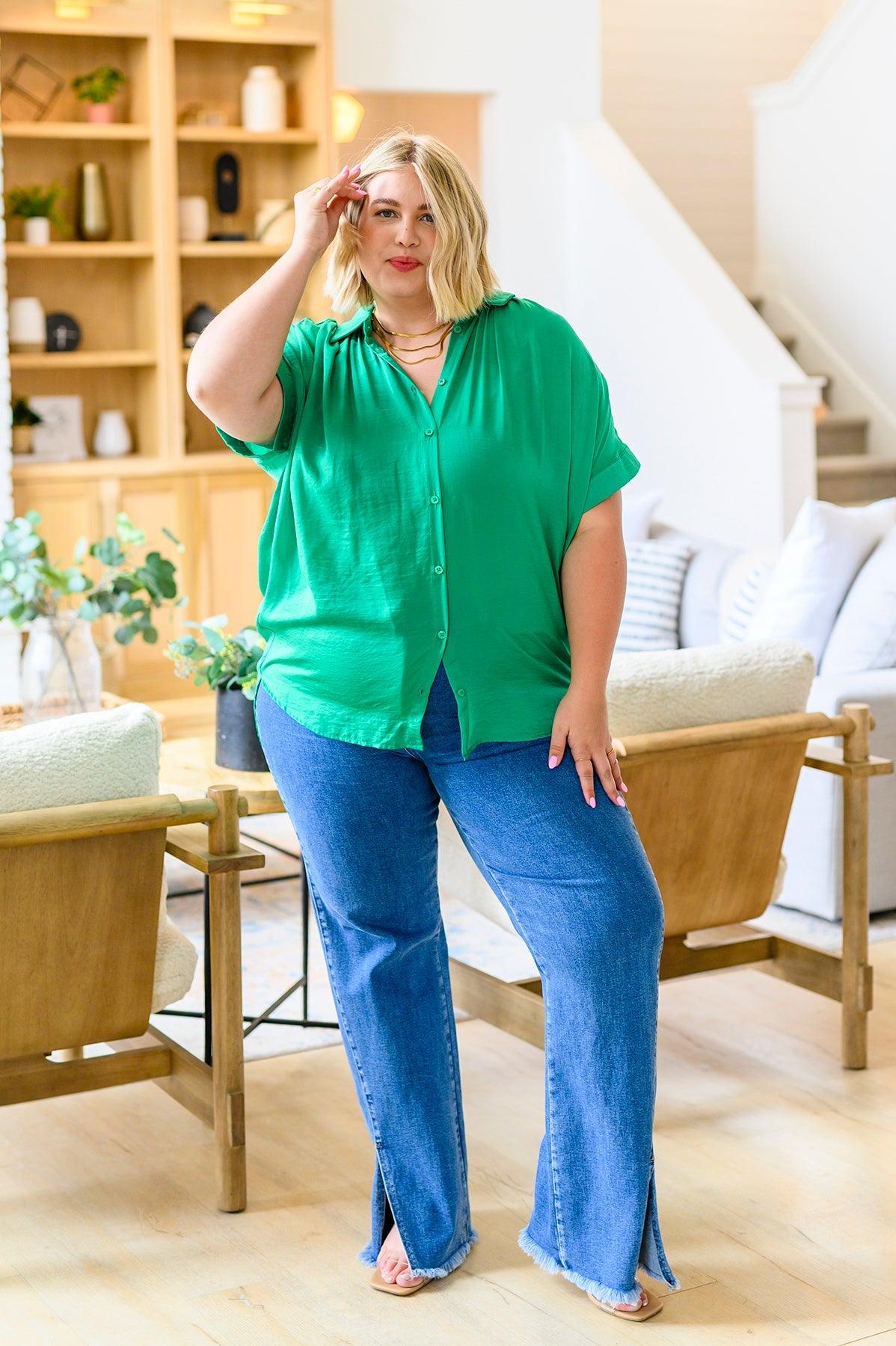 Working On Me Top in Kelly Green - Waverly Paige Boutique