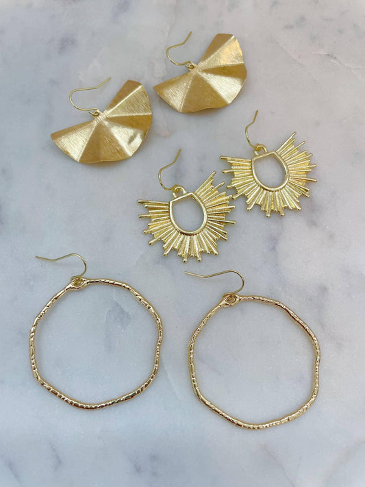 Gold Statement Earrings, Everyday Earrings - Waverly Paige Boutique